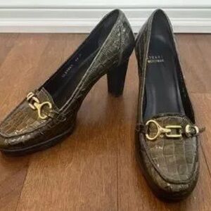 Elegant Brown Crocodile Pattern Heels